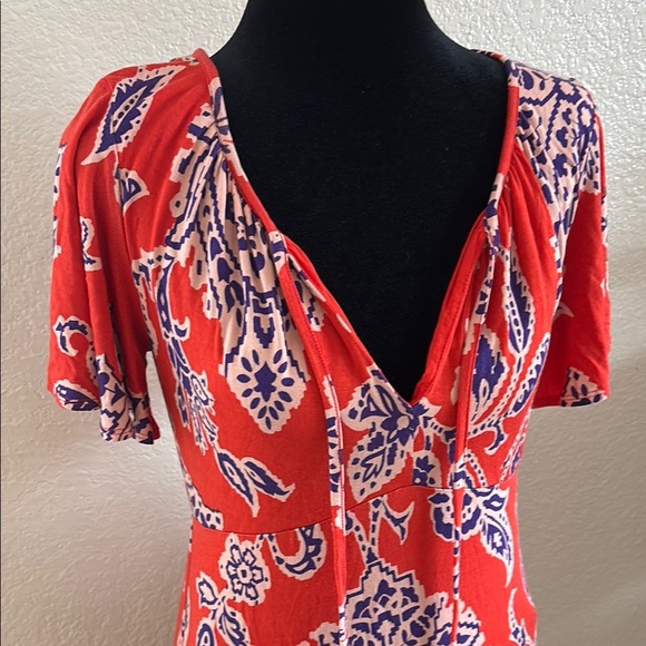 Anthropologie Correia Flutter Sleeve Toe Nexk Paisley Maxi Dress 0139 - Picture 3 of 8